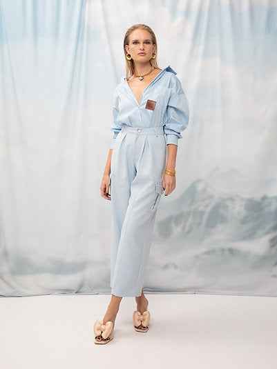 Oversized Poplin Shirt Sky Blue