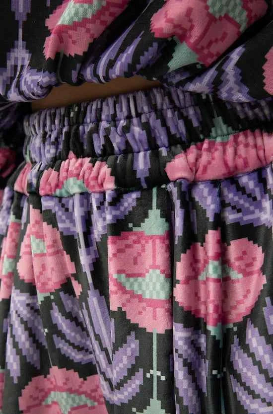 Velour Palazzo Pants Garland Black