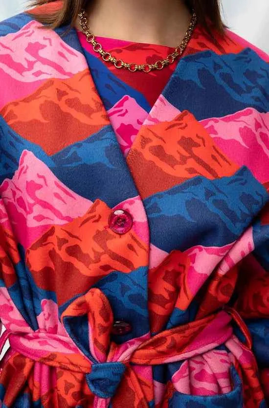 Oversized Coat Mountains Red