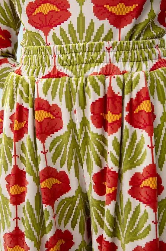 Velour Palazzo Pants Garland Ivory