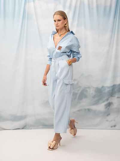 Oversized Poplin Shirt Sky Blue
