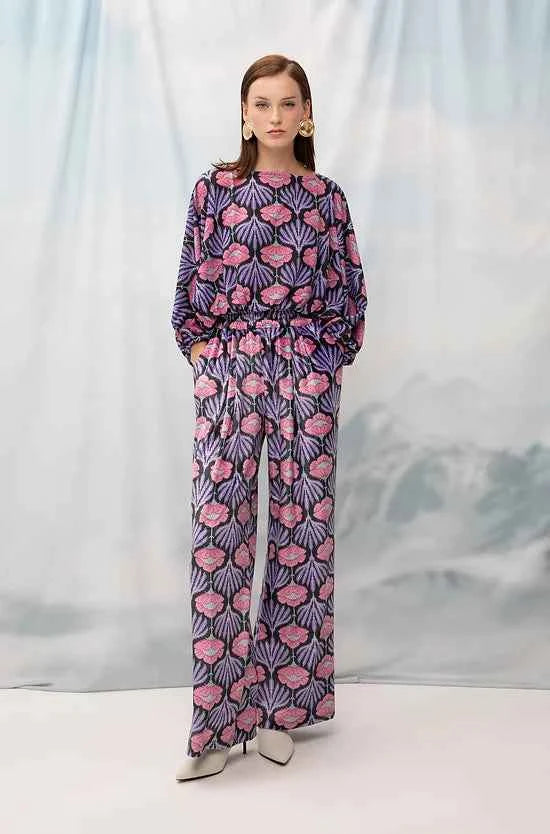 Velour Palazzo Pants Garland Black