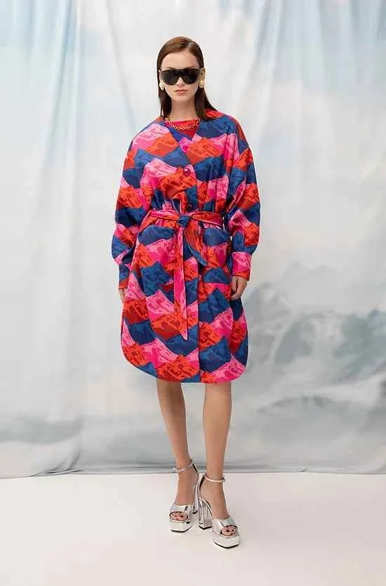 Oversized Coat Mountains Red