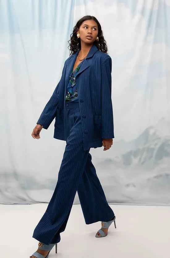 Oversized Blazer Blue Stripes