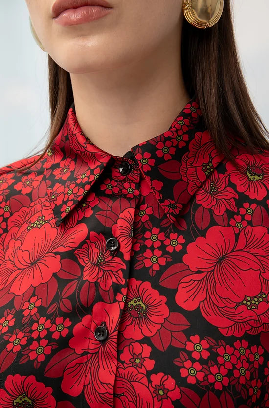 Cropped Shirt Flowers - Andreakou Concept Store