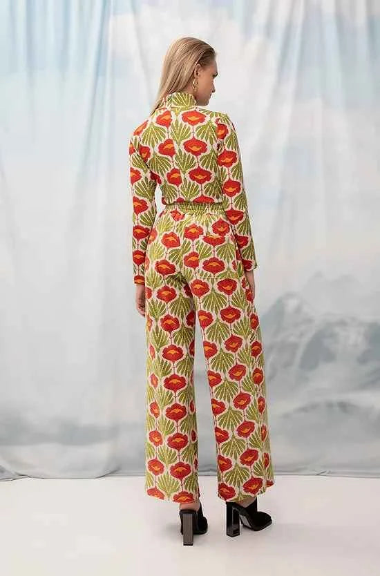 Velour Palazzo Pants Garland Ivory