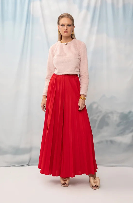 Fully-Pleated Pants Red - Andreakou Concept Store