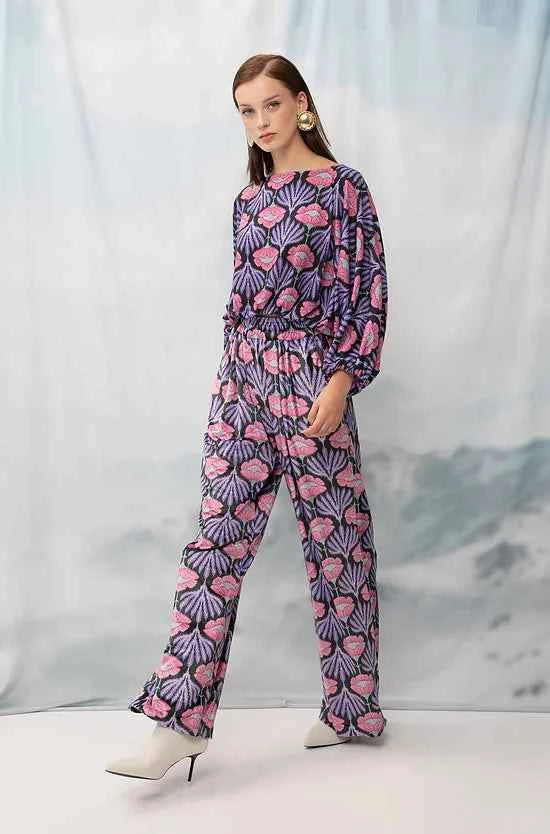 Velour Palazzo Pants Garland Black