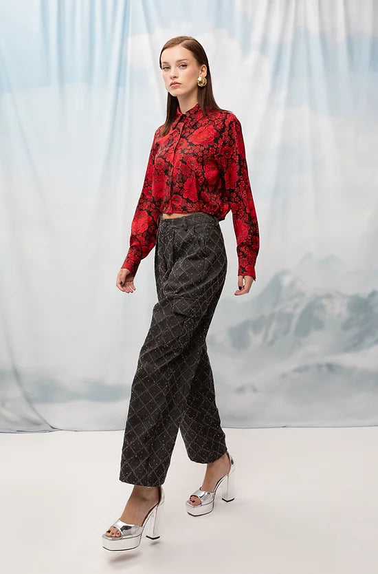 Cropped Shirt Flowers - Andreakou Concept Store