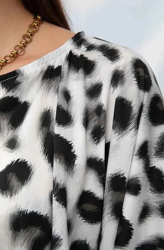 Knitted Cropped Top Leopard White