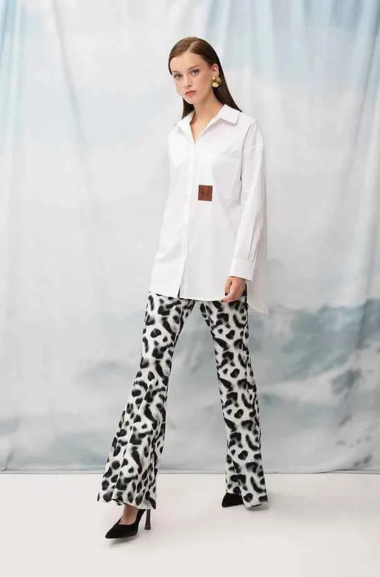 Flared Pants Leopard White
