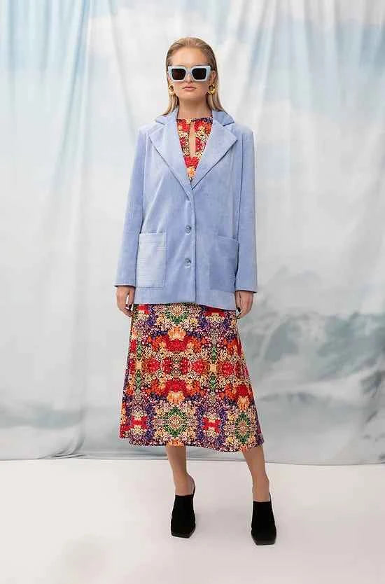 Corduroy Oversized Blazer Light Blue