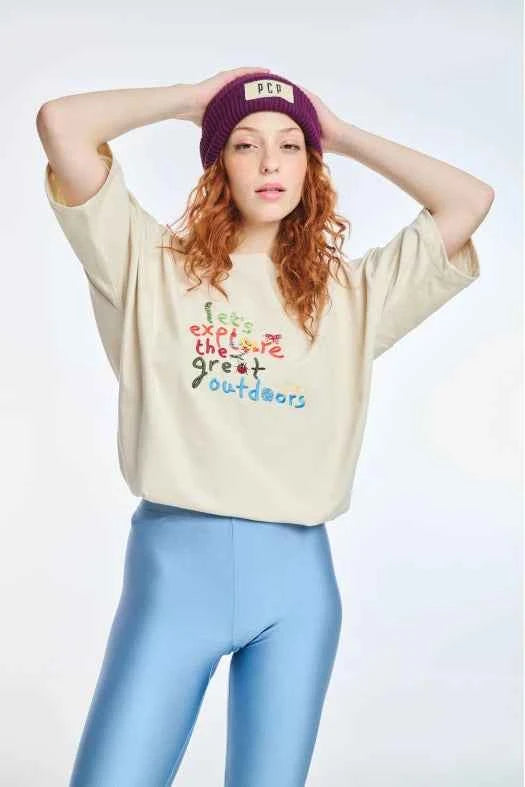 Short-Sleeve T-Shirt One color with embroidery l'ets explore