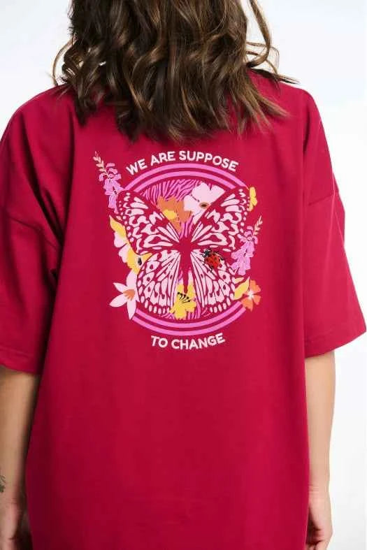 T-shirt with Silk Print and Embroidery