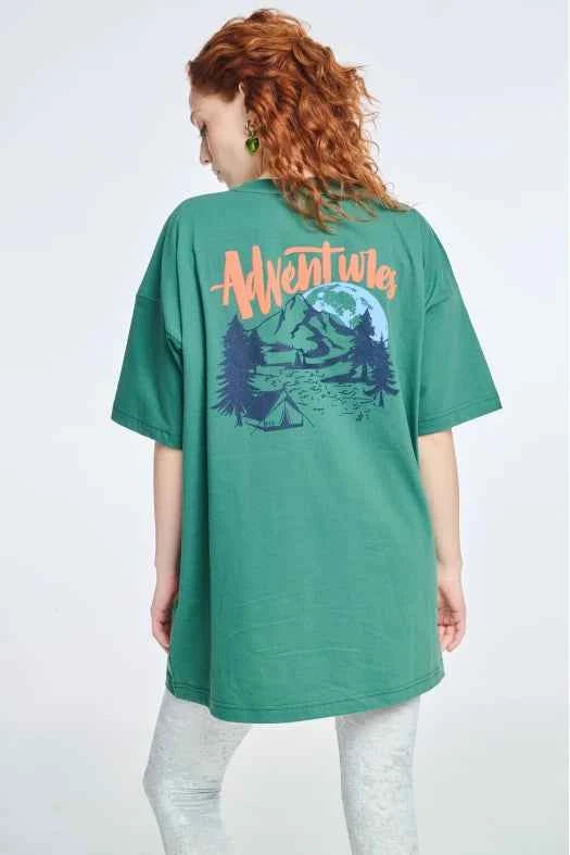 Short-Sleeve T-Shirt One color with Silk print Adventure