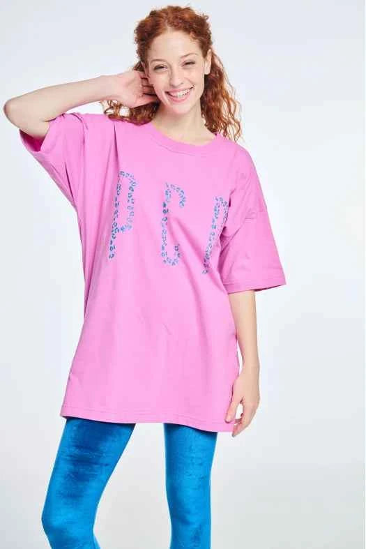 Short-Sleeve T-Shirt One color with Silk print Leopard