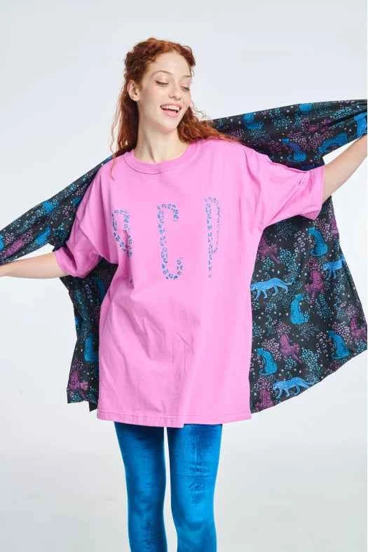 Short-Sleeve T-Shirt One color with Silk print Leopard