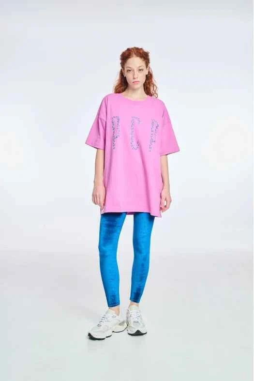 Short-Sleeve T-Shirt One color with Silk print Leopard