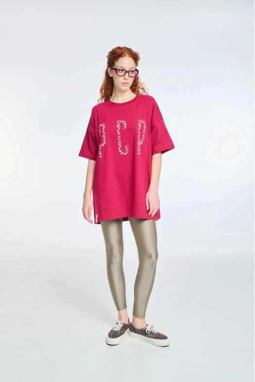 Short-Sleeve T-Shirt One color with Silk print Leopard