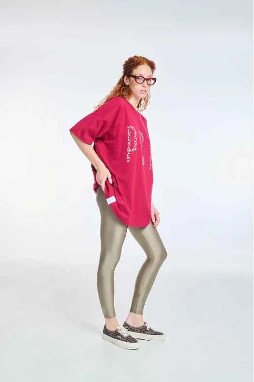 Short-Sleeve T-Shirt One color with Silk print Leopard