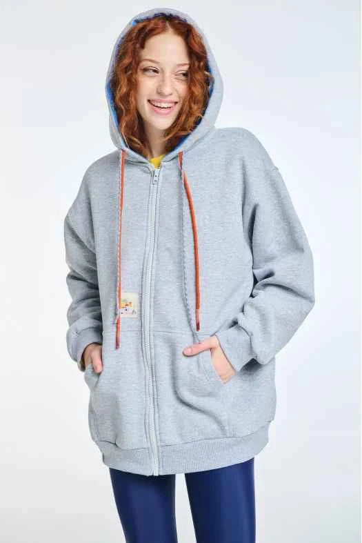 Zip Hoodie with Embroidery Let's Explore