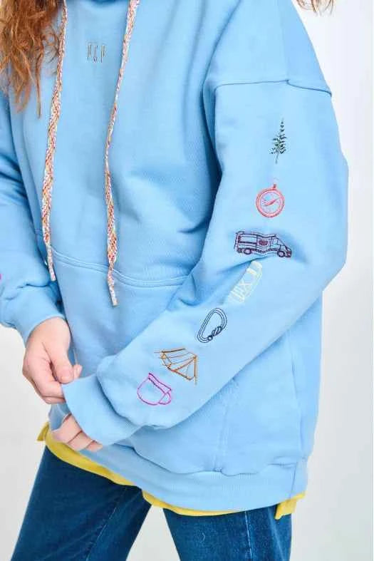 Hoodie with Embroidery and Silk print Off Road