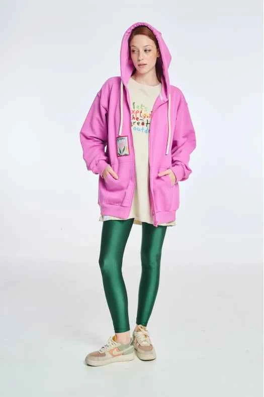 Zip Hoodie with Embroidery and Silk print Suppose to Change