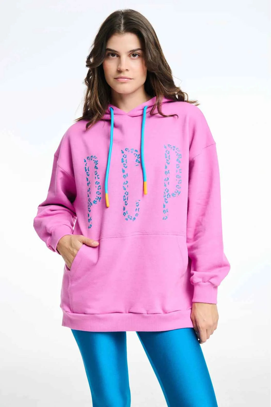 Sweatshirt with hood and silk prints - Leopard