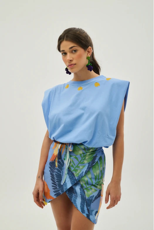 Γυναικειο αμανικο μπλουζακι με κεντημα - GONE BANANAS - Andreakou Concept Store