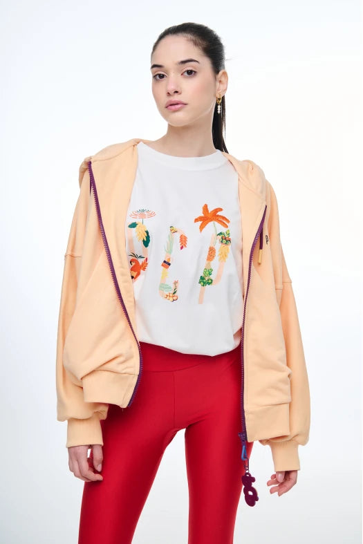 Γυναικεια Ζακετα με κουκουλα, φερμουαρ και κεντημα - SOUZANA - Andreakou Concept Store