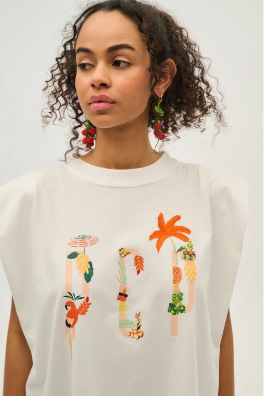 Γυναικειο Αμανικο Μπλουζακι με τυπωμα - Tropical - Andreakou Concept Store