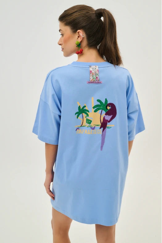 Γυναικειο κοντομανικο μπλουζακι με μεταξοτυπια - Paradise - Andreakou Concept Store