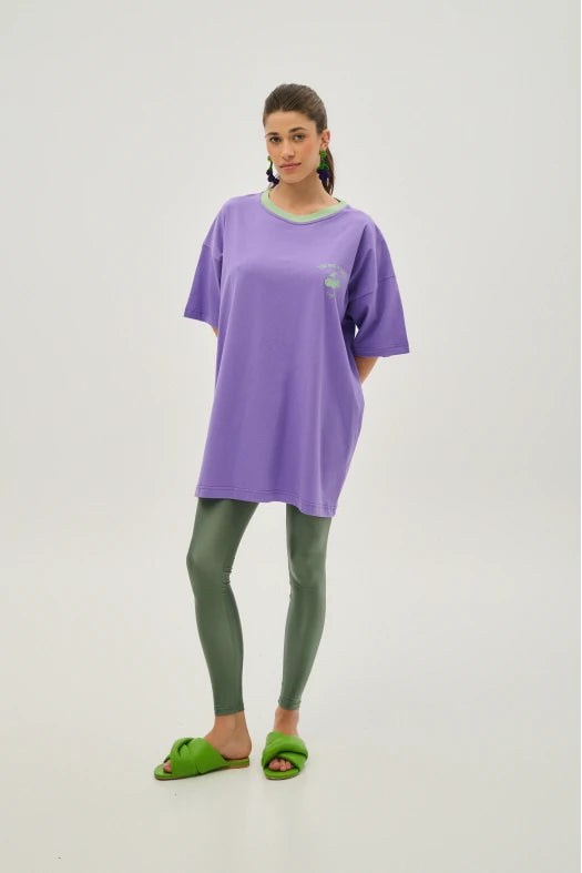 Γυναικειο κοντομανικο μπλουζακι με μεταξοτυπια - Cherry - Andreakou Concept Store