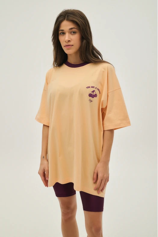 Γυναικειο κοντομανικο μπλουζακι με μεταξοτυπια - Cherry - Andreakou Concept Store