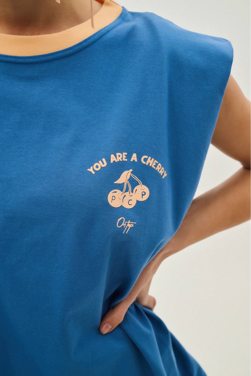 Γυναικειο αμανικο μπλουζακι με μεταξοτυπια - Cherry - Andreakou Concept Store