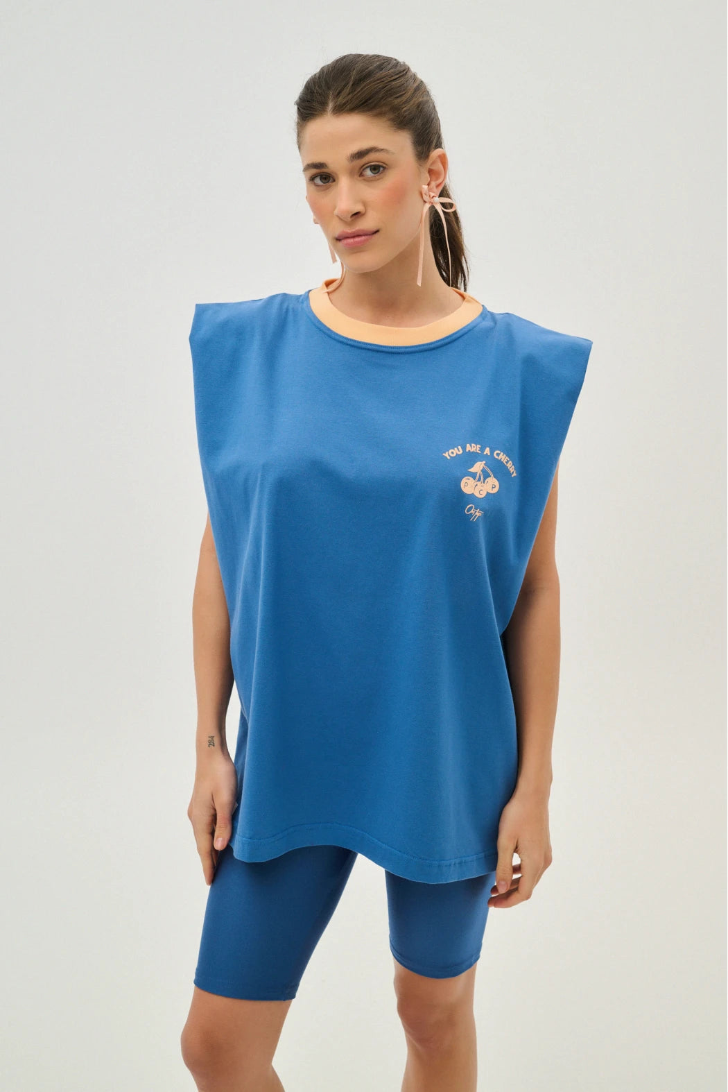 Γυναικειο αμανικο μπλουζακι με μεταξοτυπια - Cherry - Andreakou Concept Store