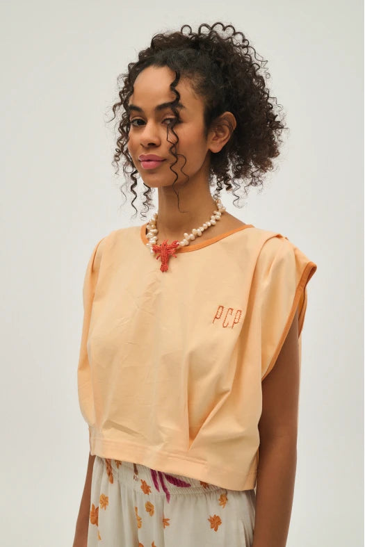 Γυναικειο κοντο μπλουζακι με κεντημα - Polly - Andreakou Concept Store