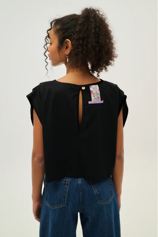 Γυναικειο κοντο μπλουζακι με κεντημα - Polly - Andreakou Concept Store