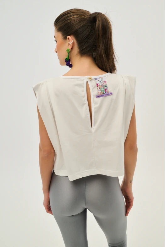 Γυναικειο κοντο μπλουζακι με κεντημα - Polly - Andreakou Concept Store