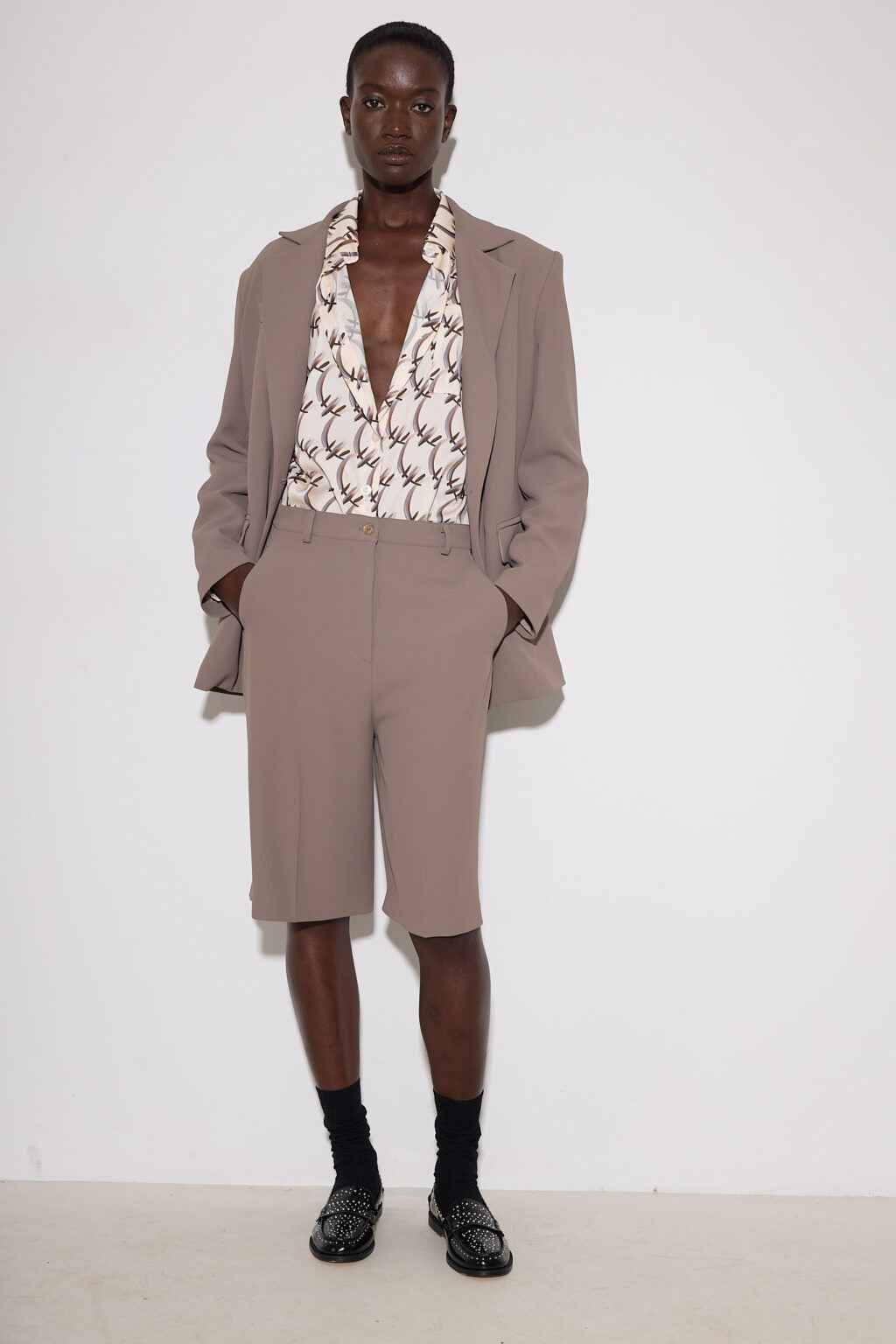 Crepe Oversize Blazer – Elephant