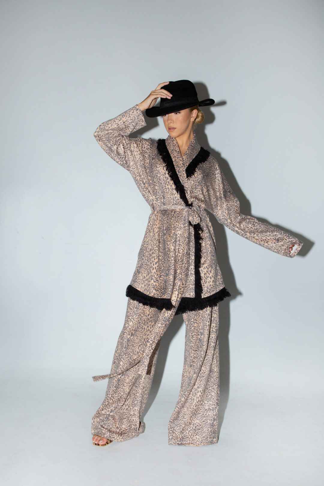 Knitted Leopard All Over Print Trouser