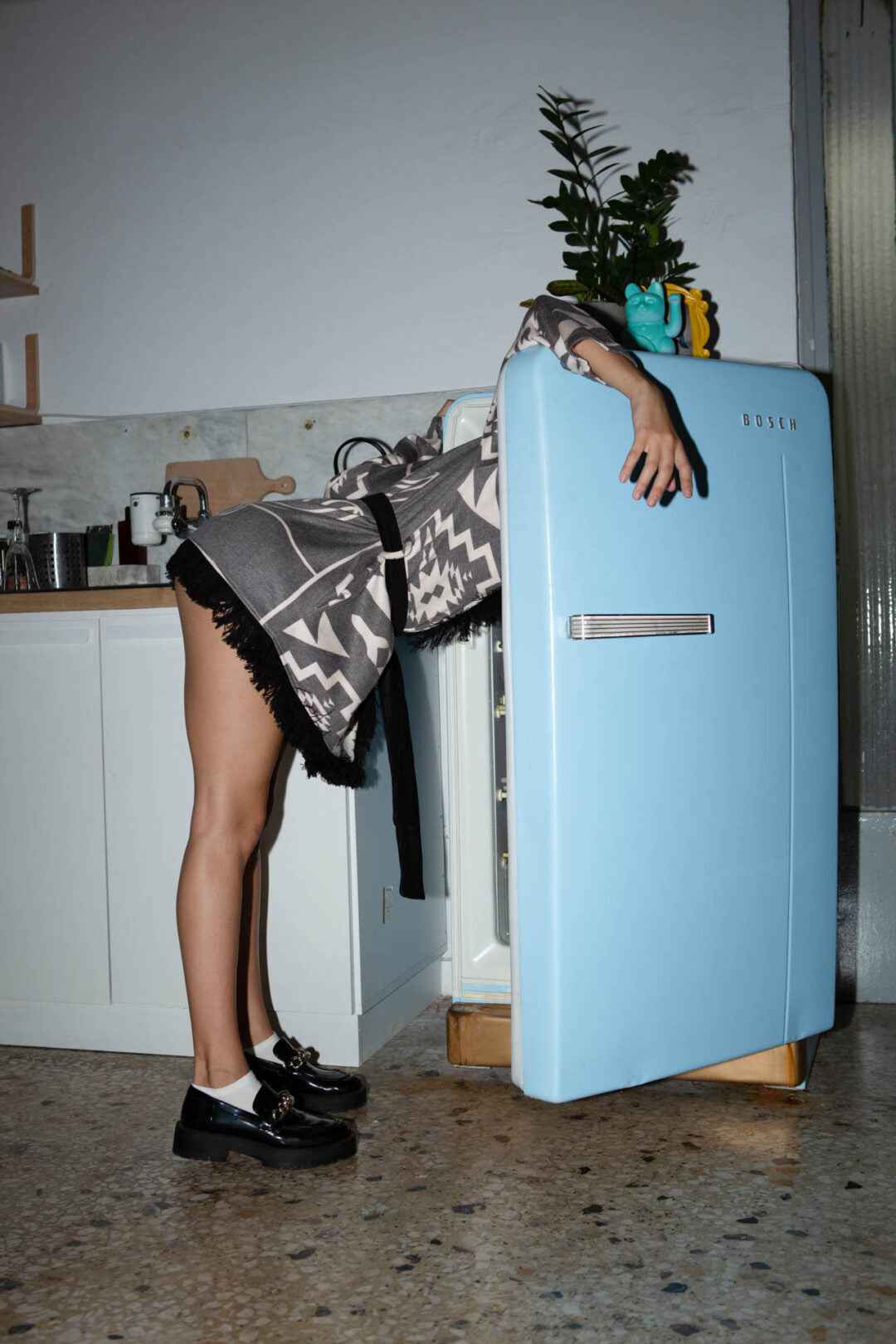 Knitted Cardigan "Mexico" Print With Black Fringes.