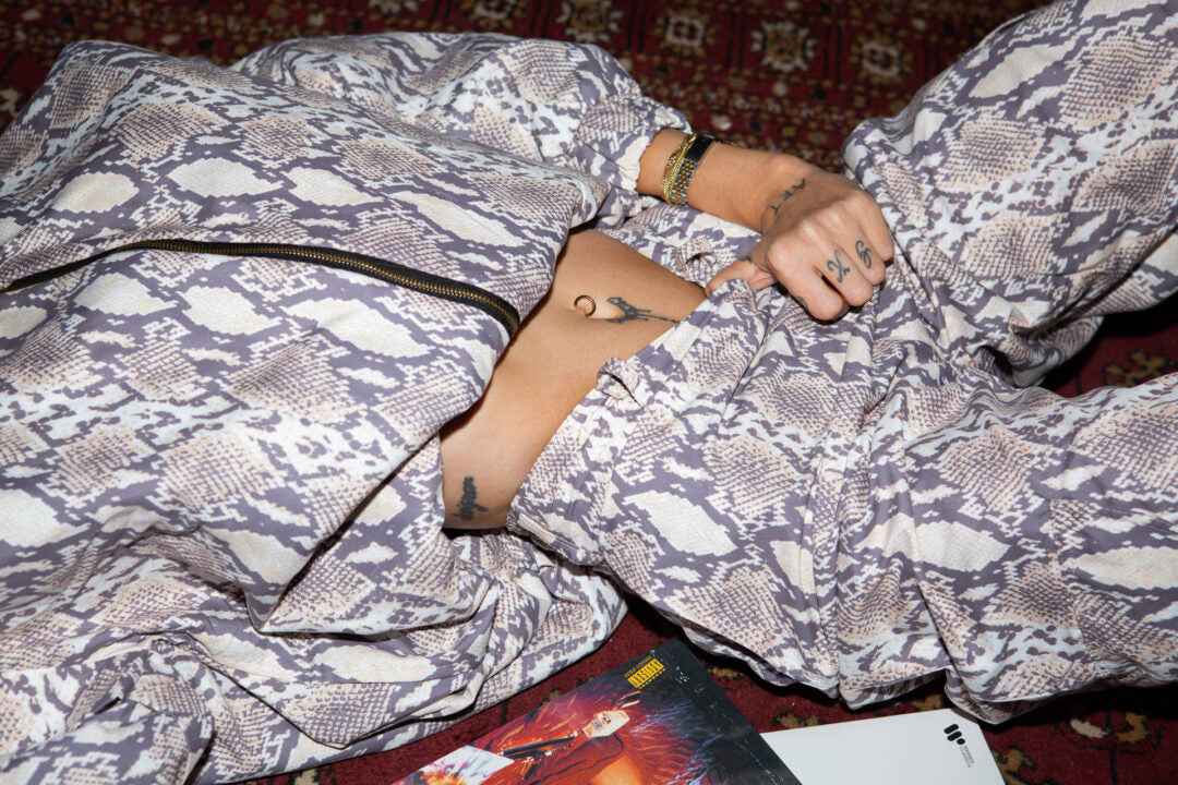 Bomber jacket all over snake print