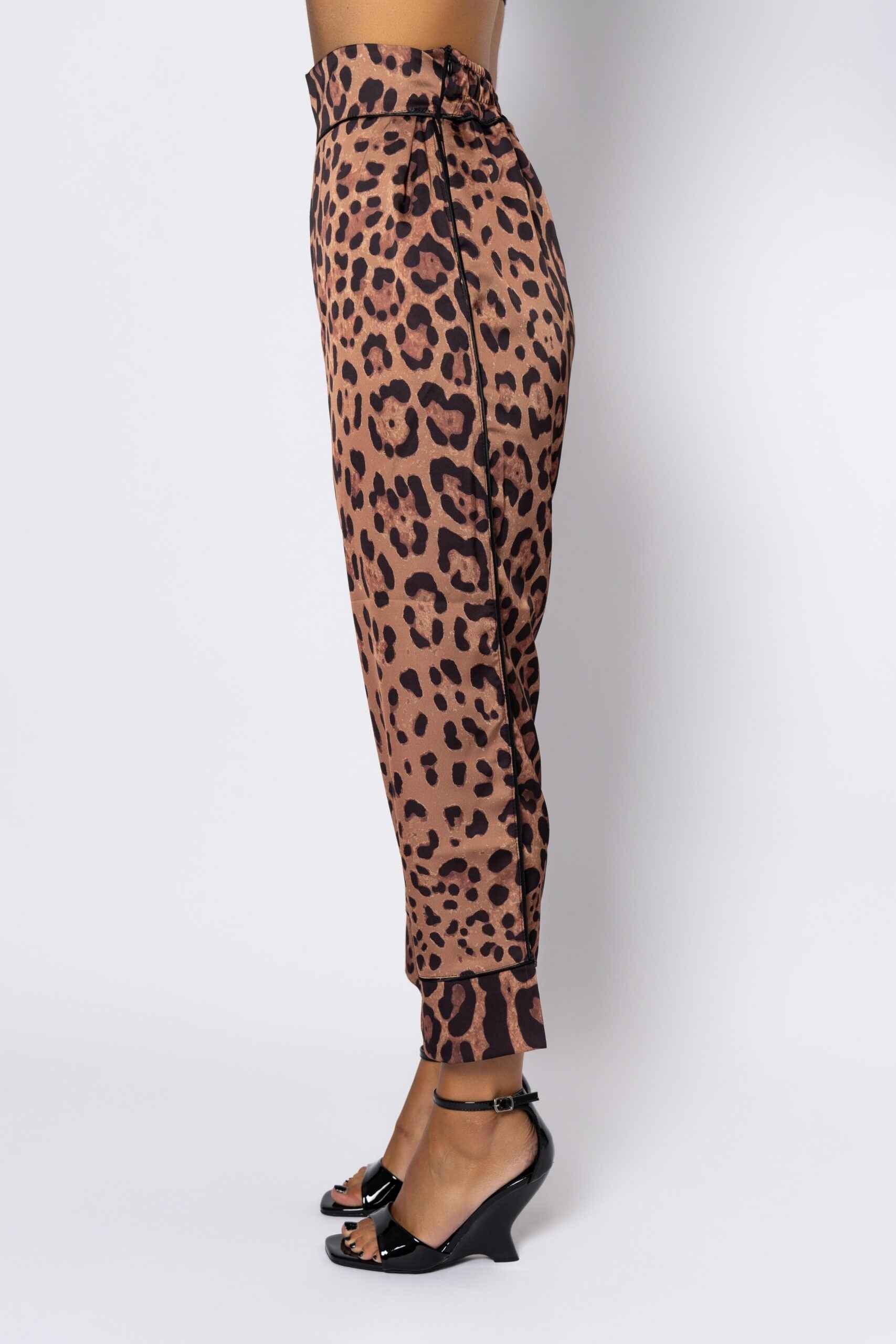 Satin "Carrot" Leopard Print Trouser