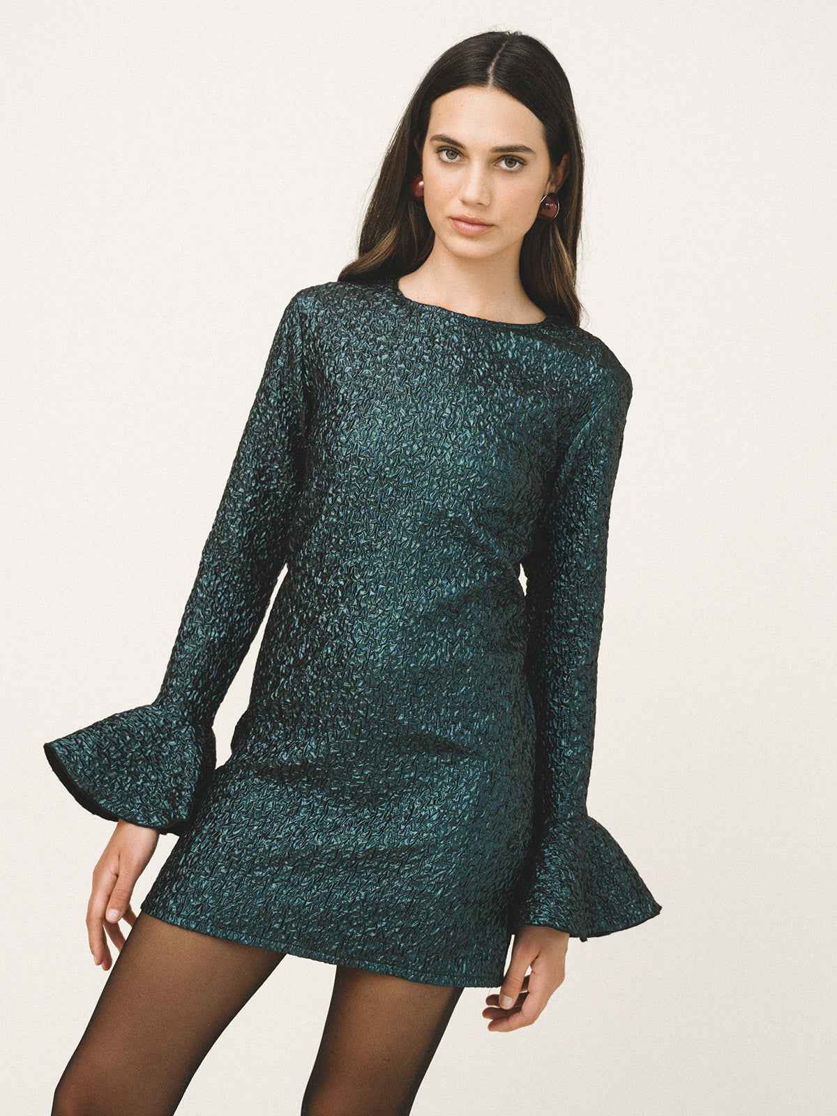 ROSA Peplum Sleeve Mini Dress