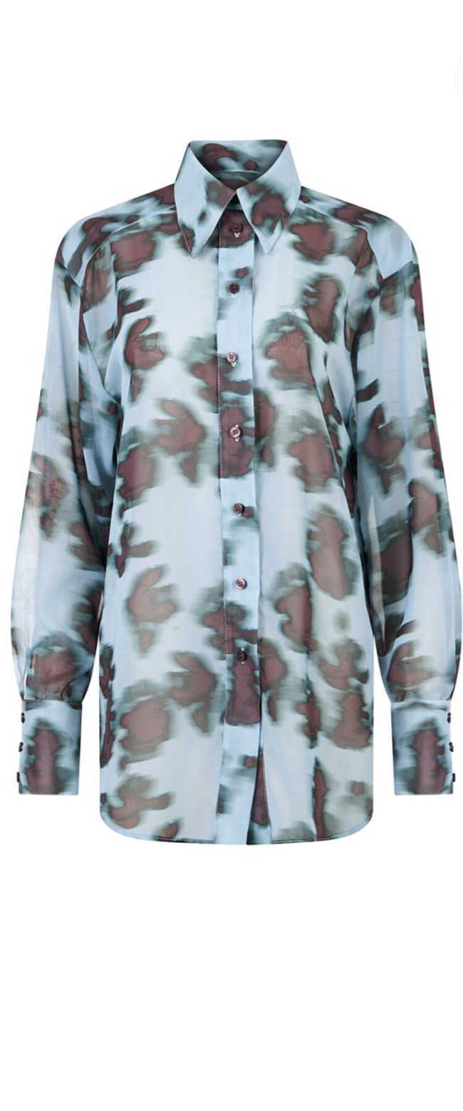 oversized sheer shirt with a geometric animal pattern