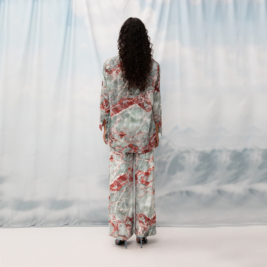 Velour Palazzo Pants Garland Marble - Andreakou Concept Store