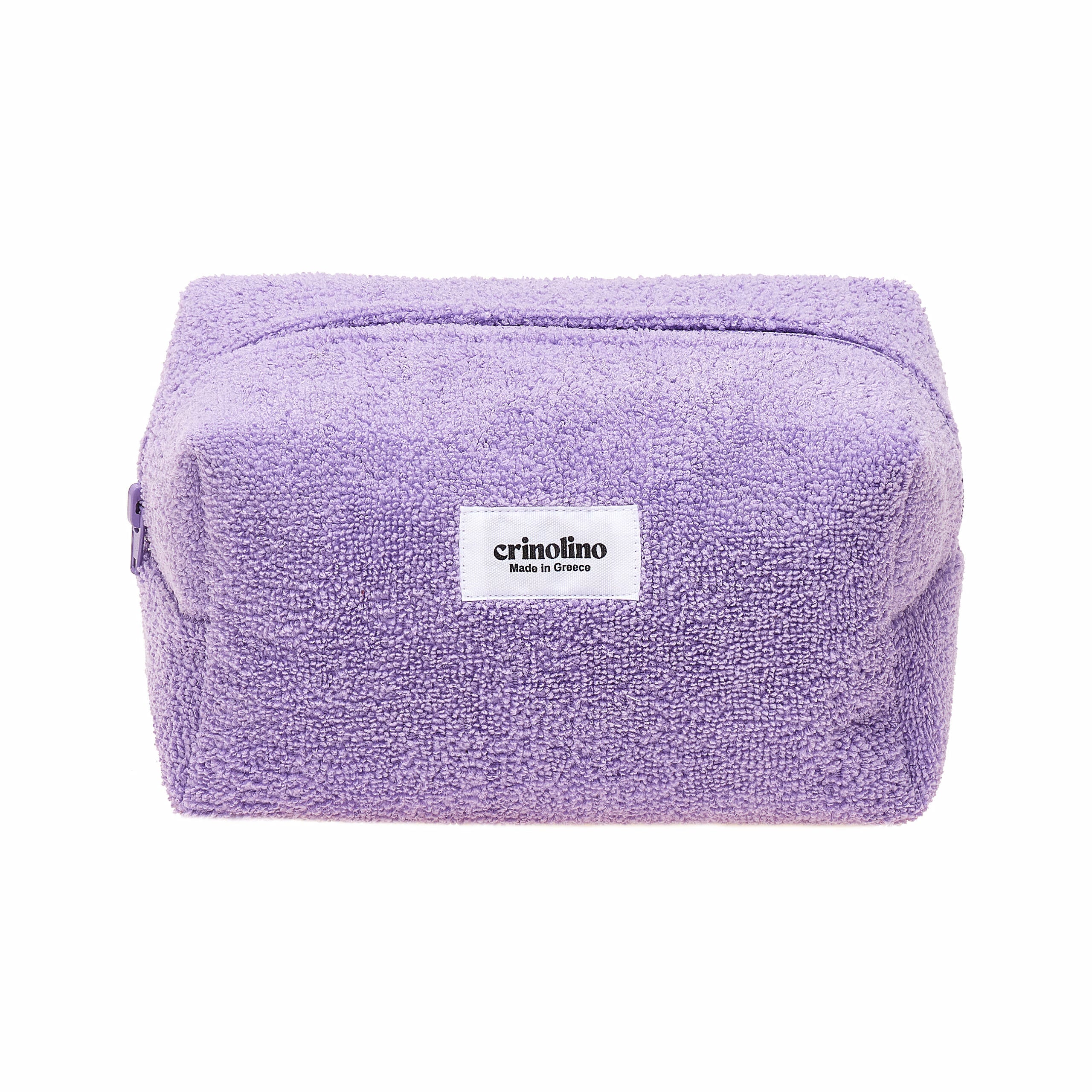 Purple textured pouch with 'crimolino' label on a white background