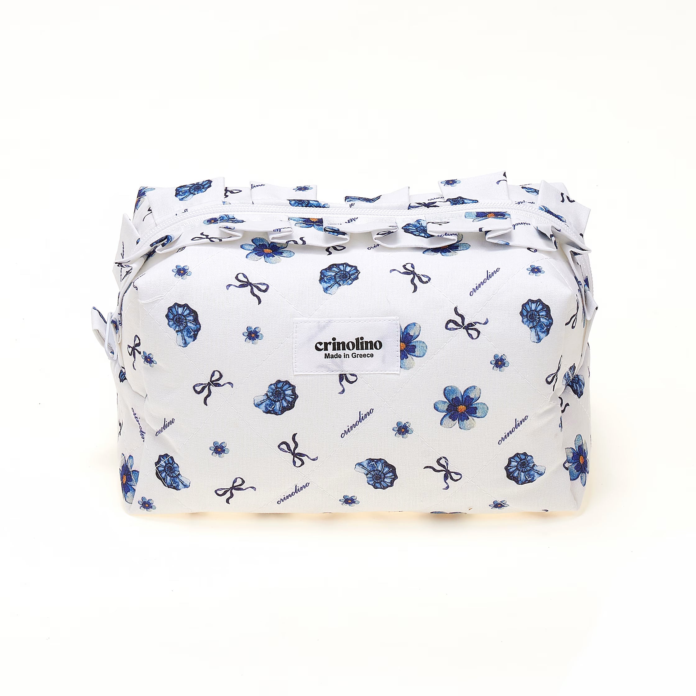 Floral patterned bag with crinolino branding on a white background