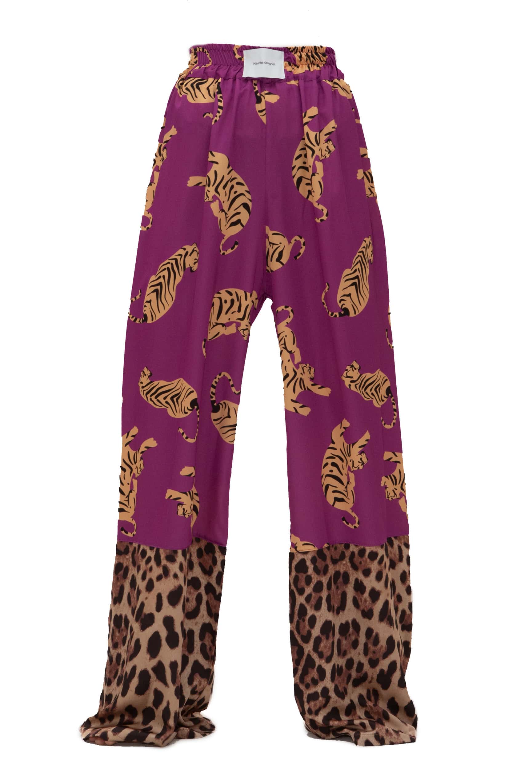 Παντελόνα σατέν print tiger magenta - Andreakou Concept Store